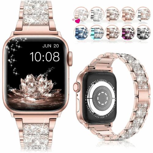 WomSir Diamond Rhinestone Cute Apple Watch Bands for Women