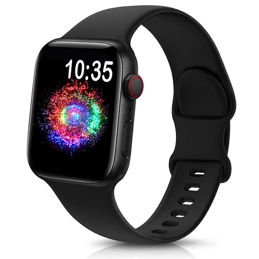 WomSir Silicone Apple Watch Jewels Bands - Stylish Straps for Series 9, 8, 7, 6, 5, 4, 3, 2, 1 SE - Compatible with 38mm, 40mm, 41mm, 42mm, 44mm, 45mm, 49mm - Black 38/40/41mm